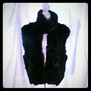 Charles Klein black fur vest